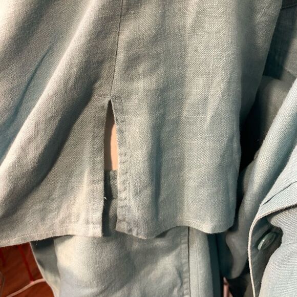 Jullian Jones Vintage Aqua Blue Linen 3 Piece Set - Picture 9 of 16